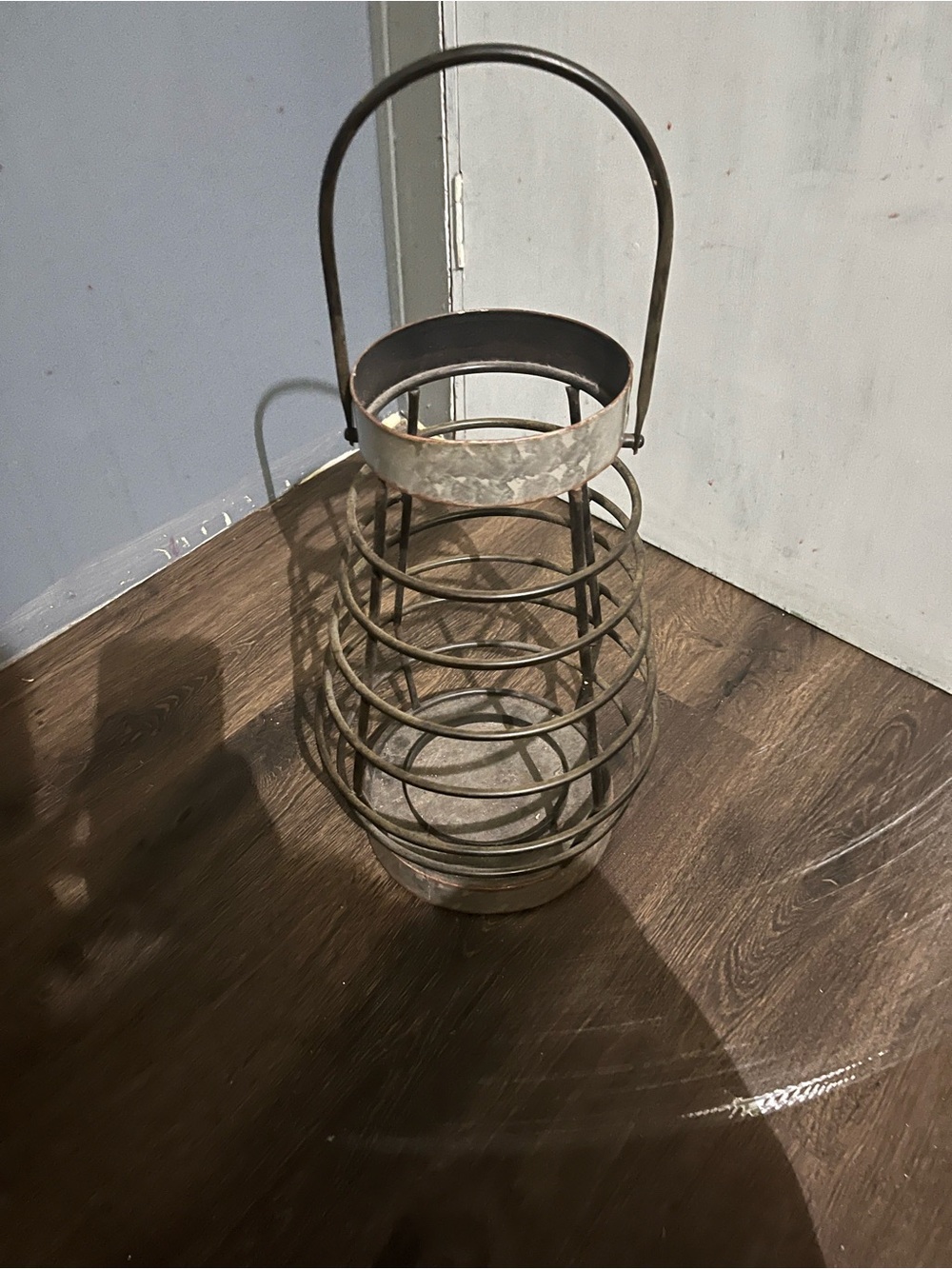 Rustic Metal Spiral Lantern - Brown